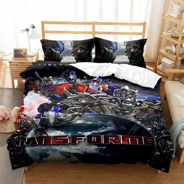 Cross-border foreign trade cartoon children's transformers digital printing bedding three-piece Amazon wholesale quilt cover