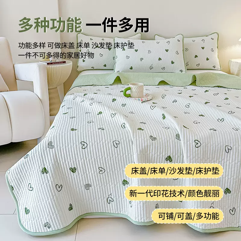 南通家纺床上用品四季通用针织棉双层纱印花双面床盖夹棉床单薄被