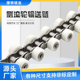 短节距侧滚轮输送链不锈钢工业传送链千鸟型平行式单双侧滚珠输送