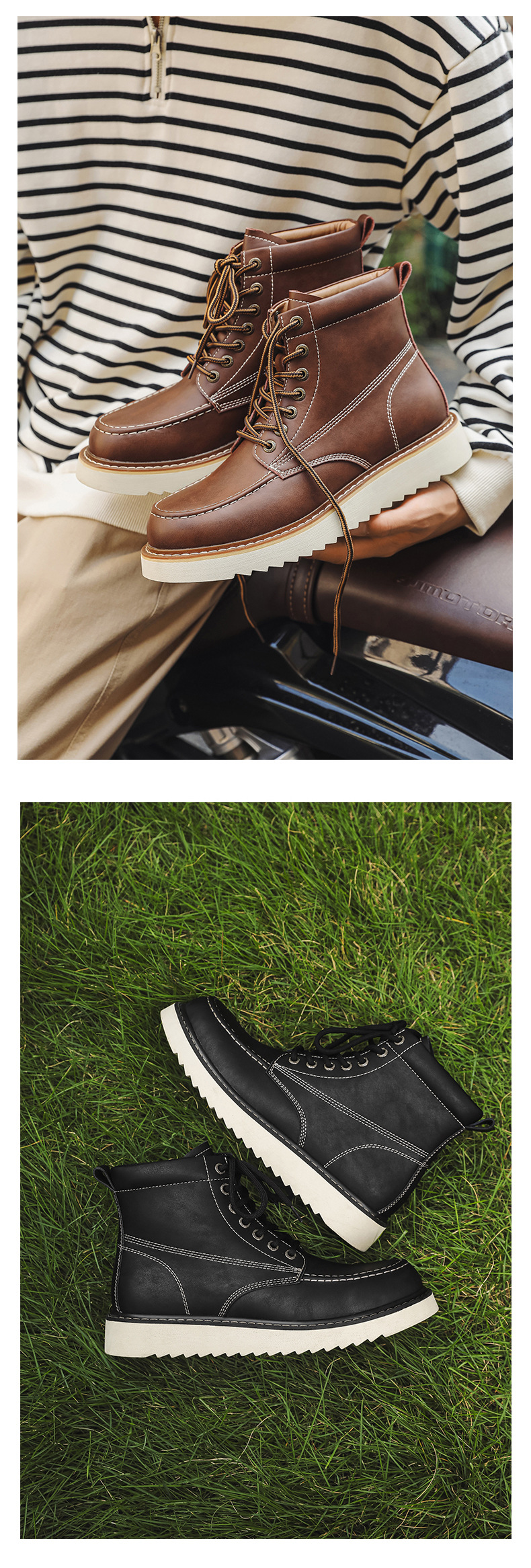 Herren Martin Boots Mit Dicker Sohle Für Outdoor Und Arbeit_voghion.com