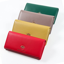 新款多功能跨境外贸女长款钱包花花小五金磁扣女士手抓包批发