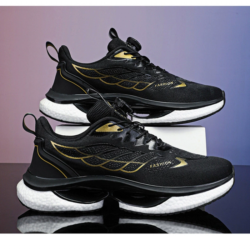 2025 Новые летние мужские кроссовки с вращающейся кнопкой, спортивные кроссовки для бега, мужские дышащие кроссовки с толстой подошвой и амортизацией "попкорн"