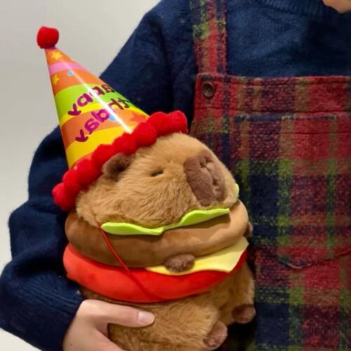 Hamburg Kapika Pibala doll doll guinea pig plush toy cute burger capybara birthday gift