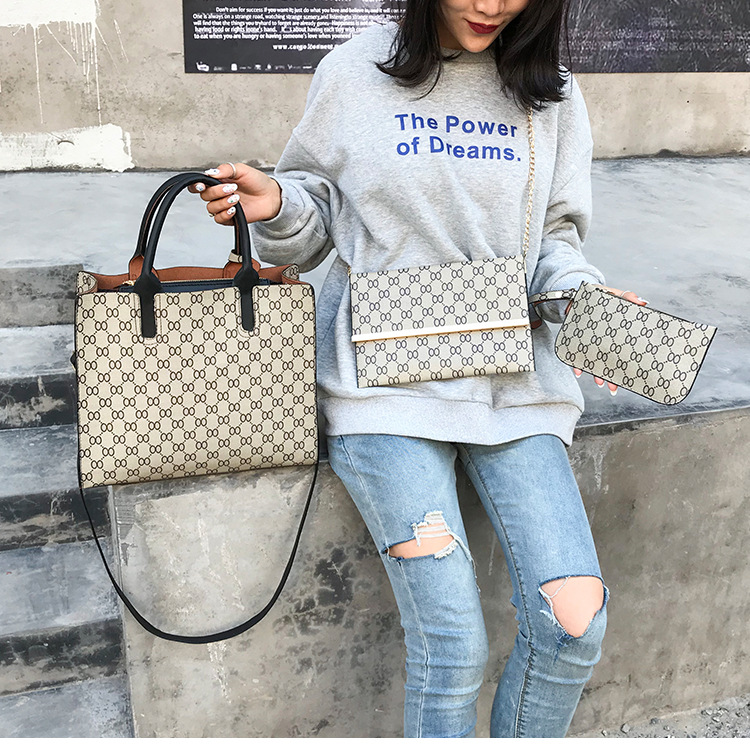 New European and American cross-border fashion women's bag three-piece set, mother-and-child bag, versatile, large-capacity crossbody single-shoulder bag undefined