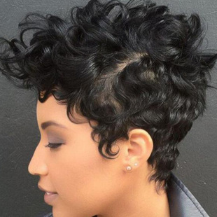 New Amazon Black Wig European and American Wig Fashion Ladies Short Curly Hair Chemical Fiber Headgear Manufacturer Wholesale