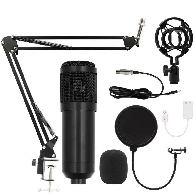 플라스틱 BM800 세트(검은색) + USB 흰색 사운드 카드