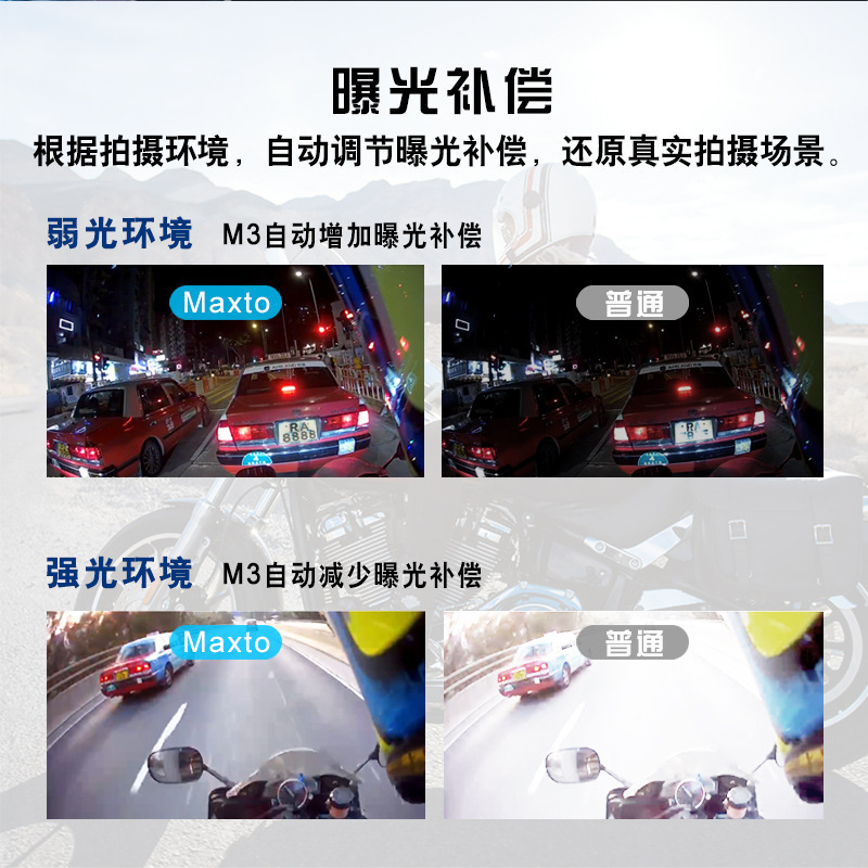 Maxto Helmet Bluetooth Headset M3 Hd Video Recording 6-Person Simultaneous Intercom Motorcycle Intercom Driving Recorder