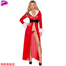 Sexy Lingerie Mesh Christmas Dress情趣内衣网纱透视圣诞长纱裙