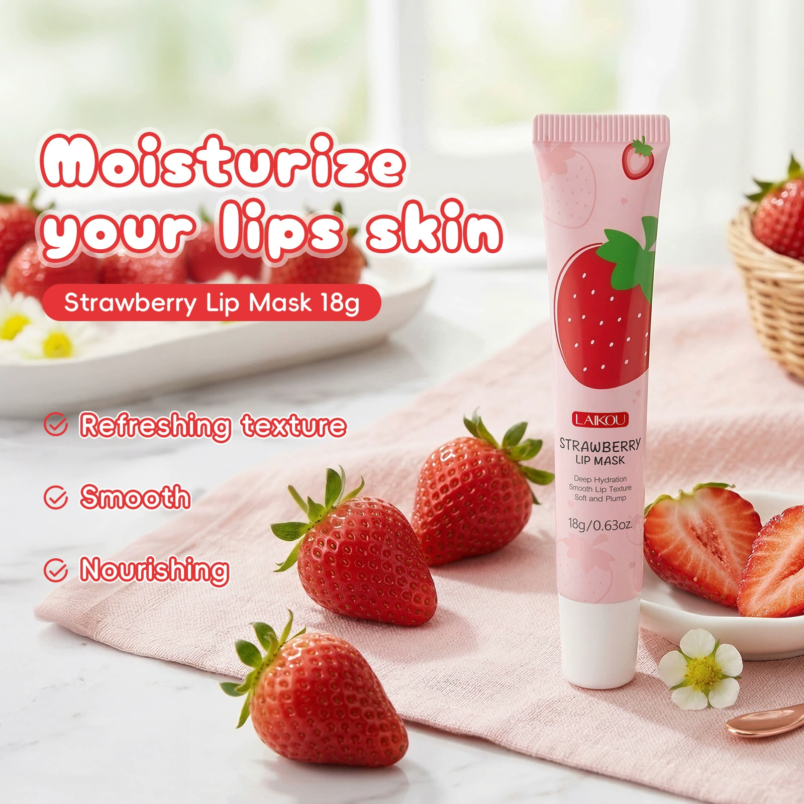 LAIKOU Lakome губная помада 18 г напористости нежные губы сладкая клубника увлажняющая английская упаковка трансграничных производителей