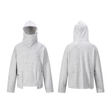 欧美高街秋冬纯色350g毛圈蒙面纽扣卫衣帽衫hoodies