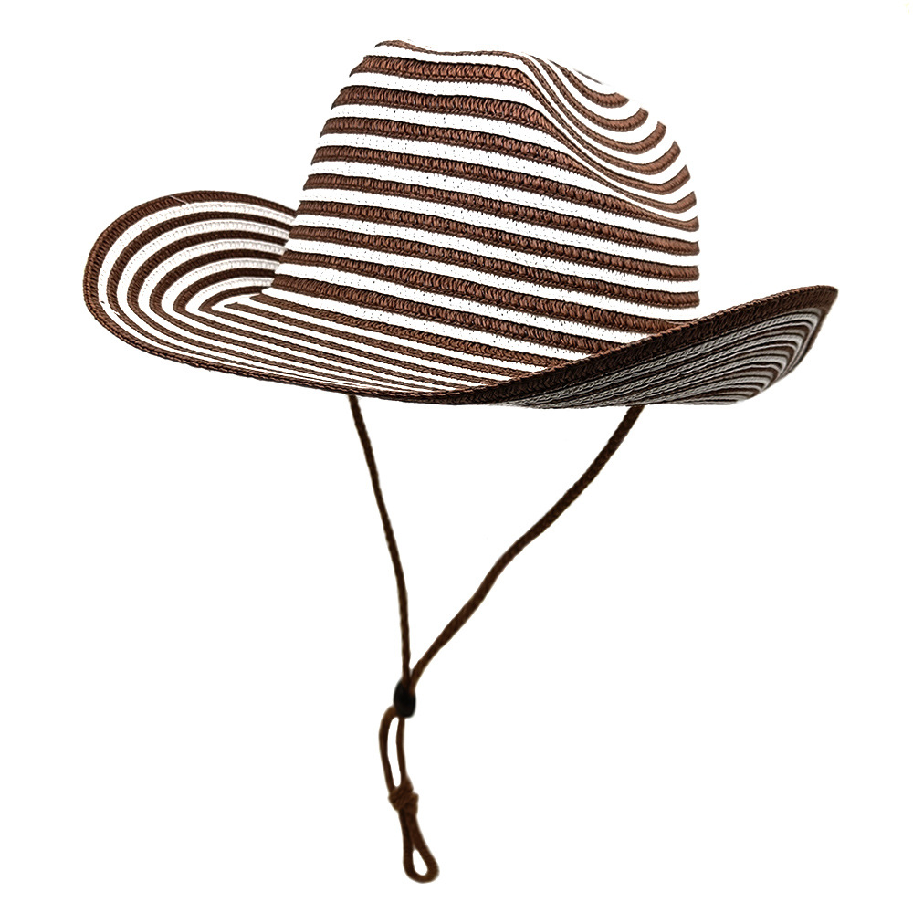 700g Weight Straw Hat Hats Type Daily Occasion Straw Material Stripe Pattern Summer Season Unisex Gender Vintage Style, Vacation Style Crimping Rim Unisex Vintage Style Vacation Stripe Crimping Straw Hat 9