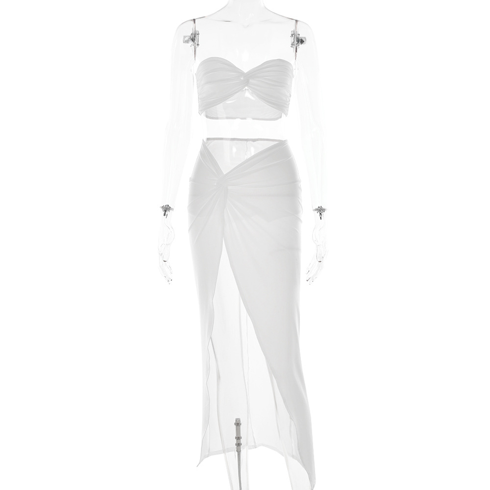 Long Mesh Lingerie Dress - White