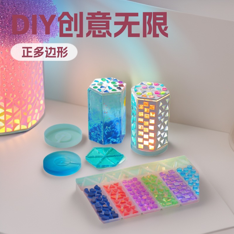 Cristal epoxi DIY molde de silicona decoración de flores secas muestra hexagonal caja de luz base mosaico caja de luz bolsa de molde
