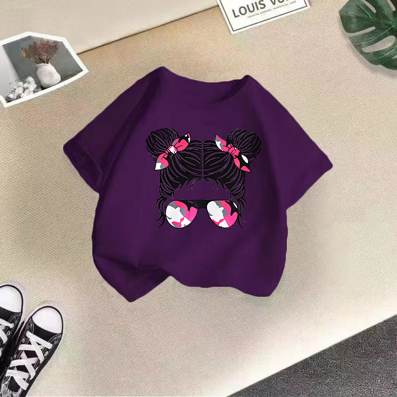 Ropa para niños transfronterizos 2024 verano nuevas camisetas de manga corta para niños y niñas tops de cuello redondo de moda bebé de media manga de algodón