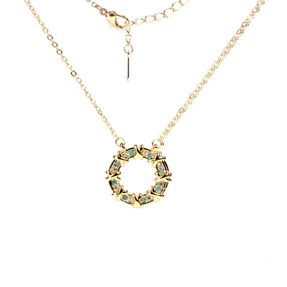 Korean Geometric Copper Inlaid Zircon Necklace Wholesale display picture 3