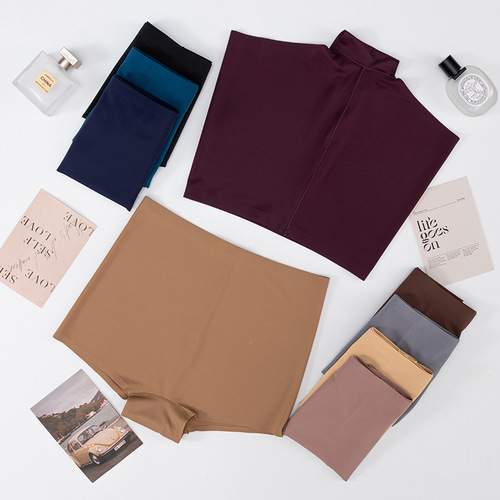 Cross-border mid-high waist anti-exposure underwear women's ice silk seamless women's safety pants tummy control butt lift boxer leggings