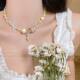 Yellow Bow Star Clavicle Chain Women's Cute Childish Beaded Necklace Holiday Photography Atmosphere Necklace Accessories
