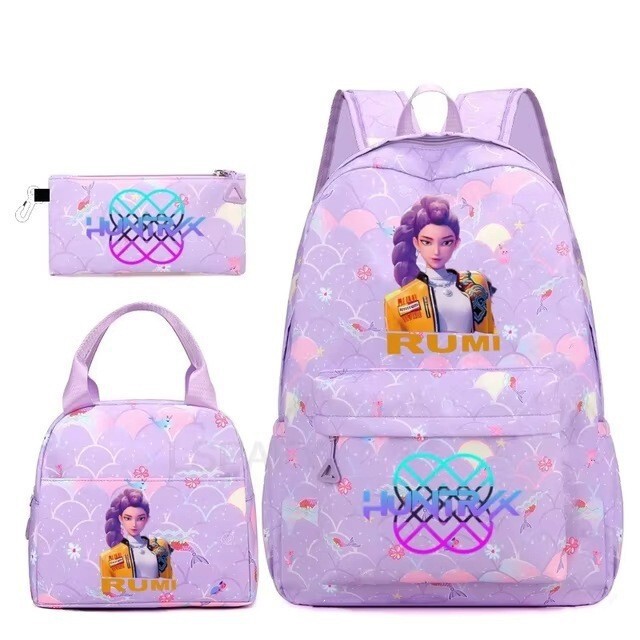 KPop Demon Hunter Backpack 3-Piece Set: Large Capacity Backpack, Pencil Case, and Lunch Bag for Teenagers KPop Demon Hunter Backpack 3-Piece Set: Large Capacity Backpack, Pencil Case, and Lunch Bag for Teenagers