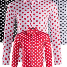 Polka Dot Men's US Size Long Sleeve Shirt ���c���a�L���r��