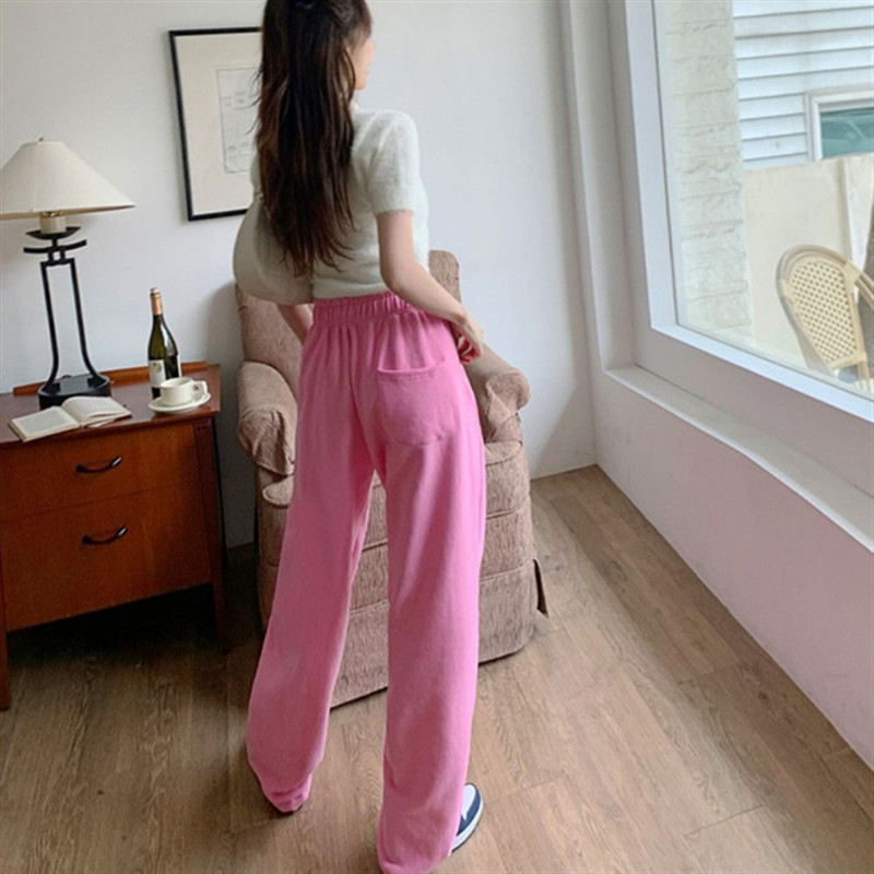2025 primavera y otoño nuevo estilo versión coreana de los pantalones casuales delgados de todo fósforo sueltos y rectos, pantalones deportivos de dos desgaste, moda femenina image 5