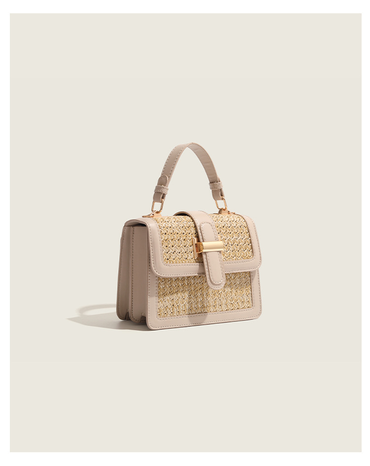 Borsa a tracolla donna in paglia piccola borsa quadrata alla moda_voghion.com