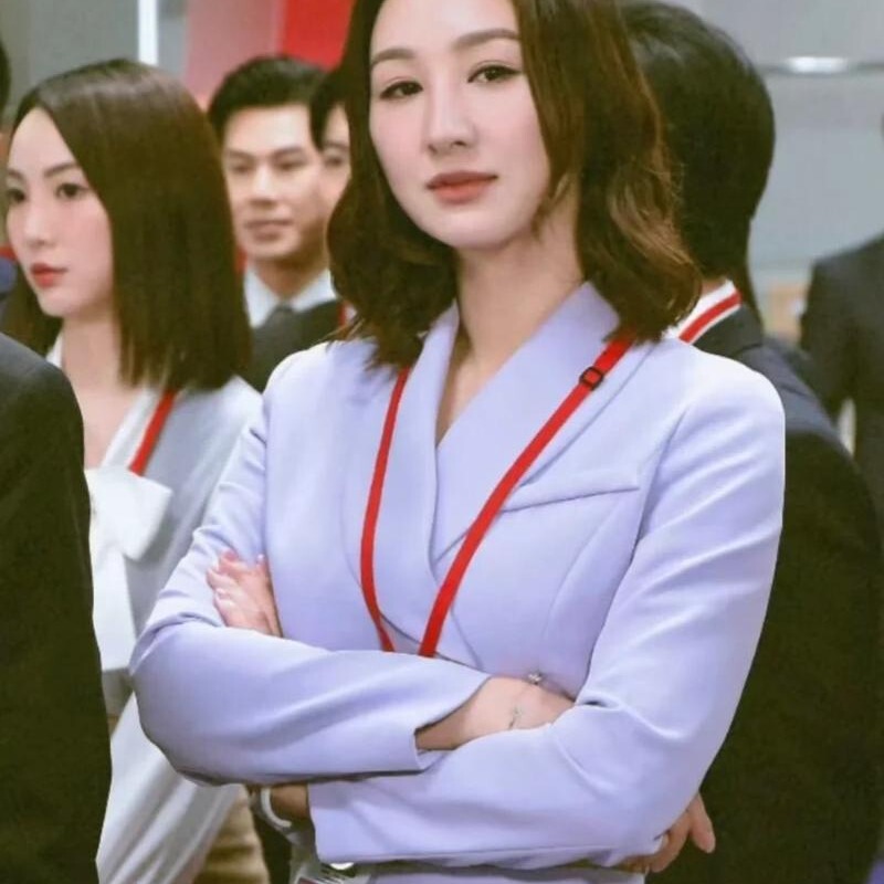 News Anchor Xu Shiqing's Same Style Purple Suit Set for Women 2025 New Model Anchor Formal Suit Dress