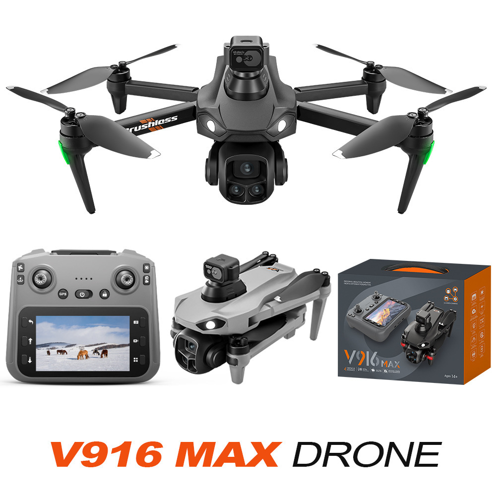 Cross-Border New Product V916Max Brushless Gps Return with Screen High-Definition Aerial Photography Obstacle Avoidance Drone Foreign Trade Remote Control Aircraft