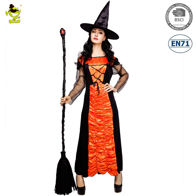 De las mujeres adultas de Halloween Cosplay bruja traje partido traje rendimiento etapa rendimiento
