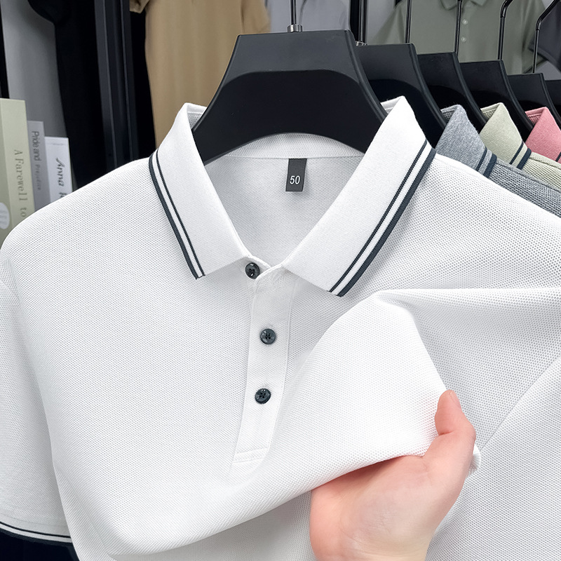 Summer New Men's Short Sleeve Lapel Cotton Polo Shirt Casual Men's Top 100 Cotton T-Shirt Men's Paul Shirt