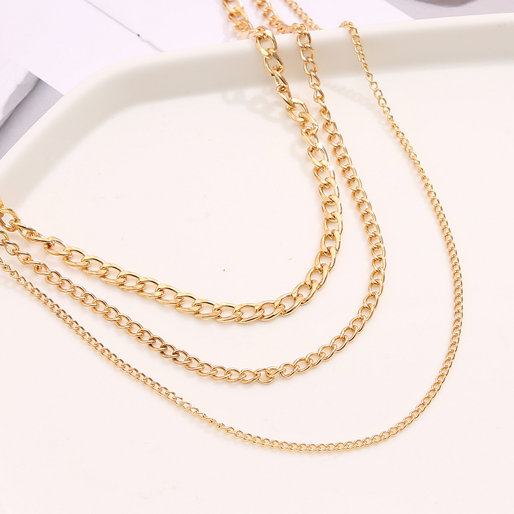 New Creative Simple Jewelry Metal Chain Three-layer Necklace display picture 3