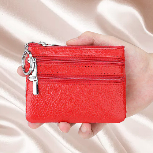 批发大容量零钱包迷你真皮硬币包超薄拉链钥匙包头层牛皮钱包