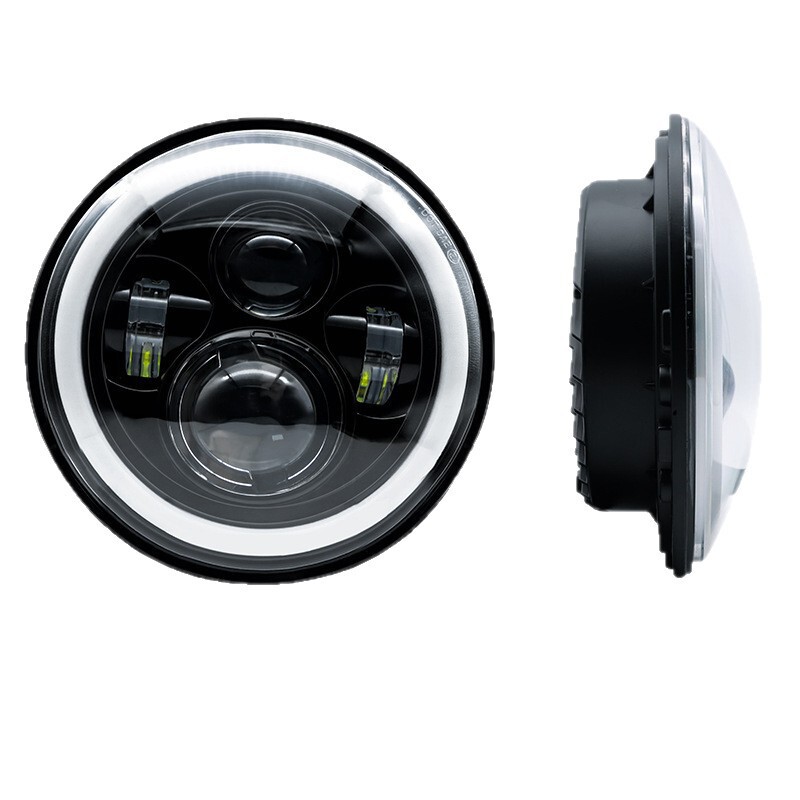 7 インチ 60 ワットハーレーラングラー 4 ビーズ修正オフロード車 LED ヘッドライトエンジェルアイヘッドライトオートバイヘッドライト|undefined