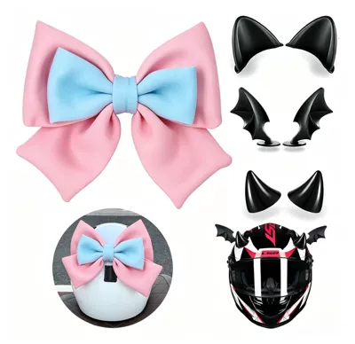 Motosiklet dəbilqələri: Motorcycle Decorative Helmet Accessories - pink-and-blue-bow-4-piece-set