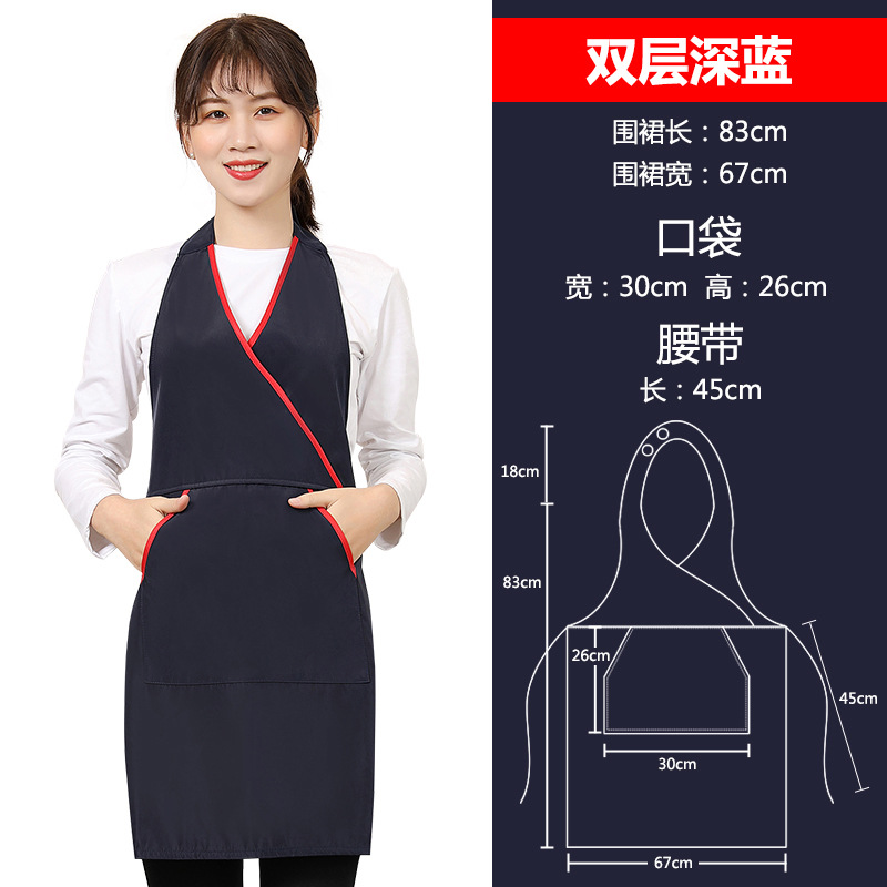 V-cuello publicidad delantal logotipo personalizado salón de uñas cafetería guardapolvos hogar cocina delantal al por mayor personalizado
