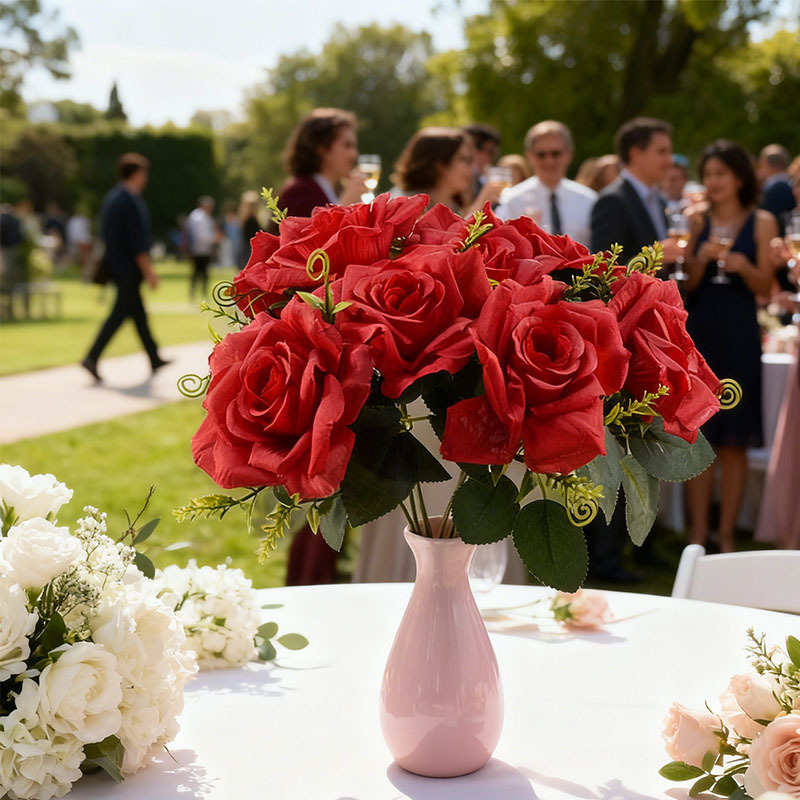Simulación de rosas de 5 cabezas de rosas de bordes de boda fotografía decoración decorativa accesorios para el hogar flores de simulación flores falsas rosas