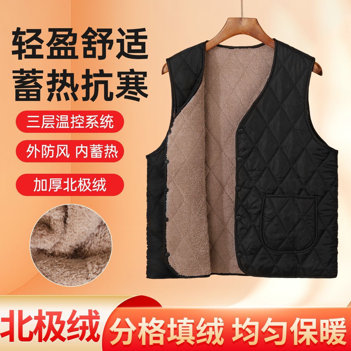 Wholesale Winter Fleece-Lined Thickened Warm Vests for Middle-Aged and Elderly Men, Dad-Style Vest Jackets