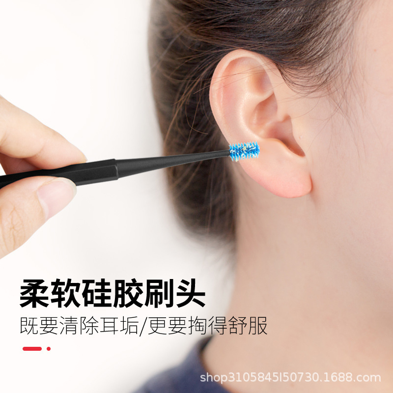 Ear Cleaning Kit with 9 Pieces: Spring Double-Head Rotating Silicone Ear Scoop