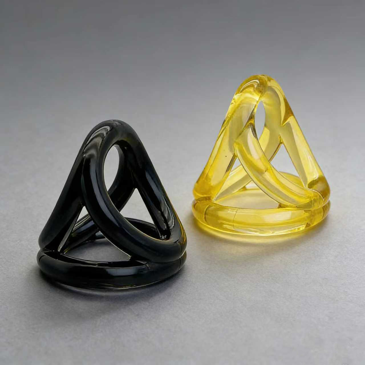 Men’s Wearable TPE Cock and Ball Ring, Manual Delay Support, Yellow — detail image 2