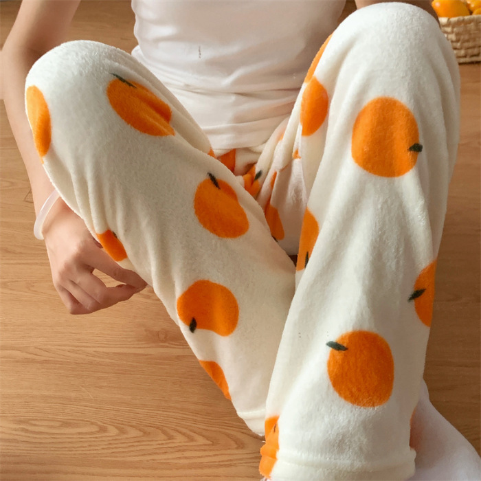 2025 otoño y invierno de flanela de dibujos animados pantalones de pijama individuales gruesos calentados pantalones caseros lindos pantalones