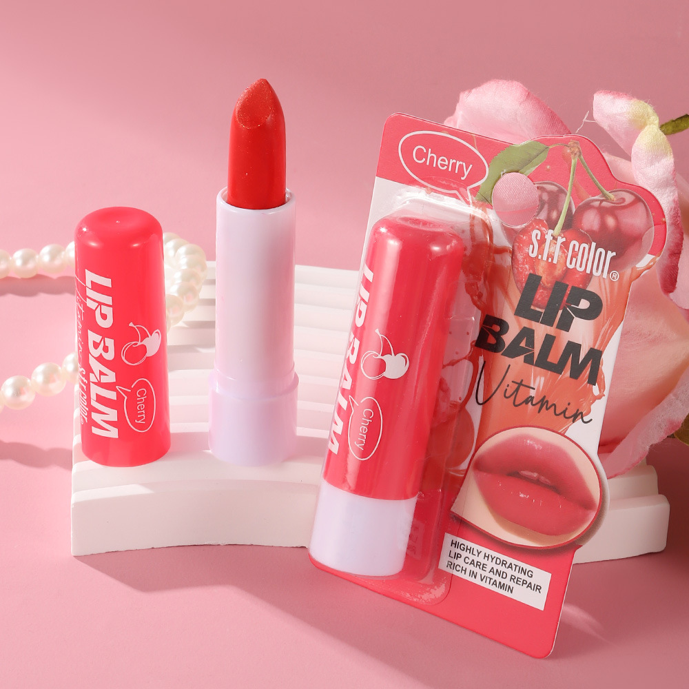 s.f.r color transfronterizo hidratante anti-agrietamiento color natural brillante lápiz labial cereza