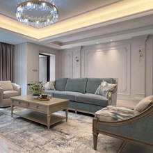 美式轻奢沙发椅客厅单双布艺沙发新古典实木法式复古莫里印象家具