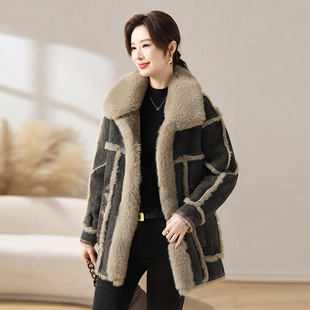 Mother imitation mink velvet fur coat women's 2024 winter new middle-aged women's fleece-lined thick fashion coat