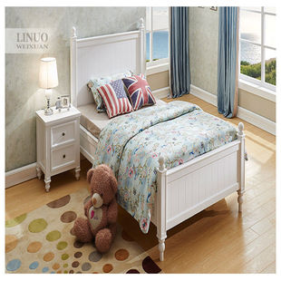 American Country Children's Bed European Pastoral Single Solid Wooden Bed for Boys and Girls High Box Bed Drawer Bed Yukang