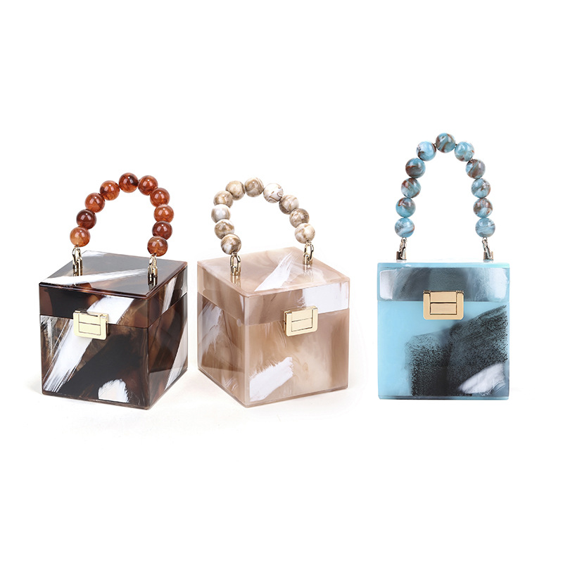 Personalized Square Box Acrylic Bag Beaded Handbag