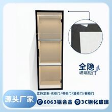 20极简窄边铝合金橱柜玻璃门现代轻奢衣柜酒柜书柜门卧室衣帽间