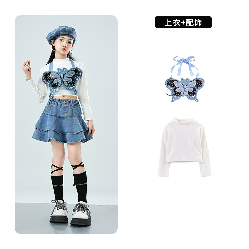 子供の街のダンスの公演服の男女の子供のカウボーイのスーツのジャズのダンスのhiphopの舞台のショーのファッションの服の長袖