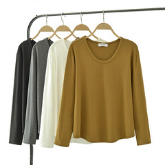Simple and casual large-size women's top 2024 autumn new fat MM versatile Korean loose V-neck T-shirt 888