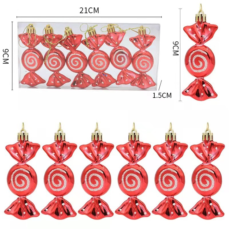 クリスマス装飾プラスチックフラット水玉キャンディ塗装クリスマスツリーペンダントシンプルでかわいいロリポップクリスマスボール|undefined