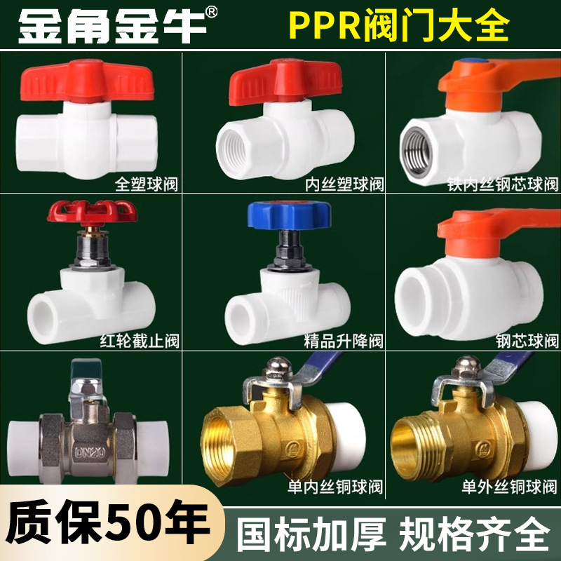 ppr阀门开关全塑球阀截止阀ppr水管配件厂家6分自来水水管阀门