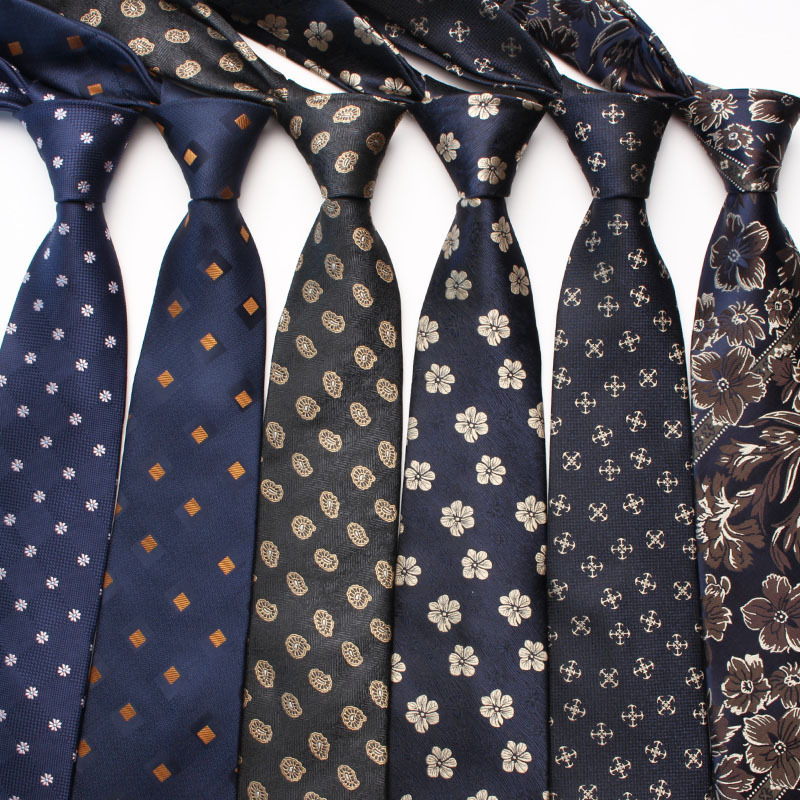 New navy blue series tie men's business fashion oblique stripes small flower 8cm polyester silk tie wholesale New navy blue series tie men's business fashion oblique stripes small flower 8cm polyester silk tie wholesale
